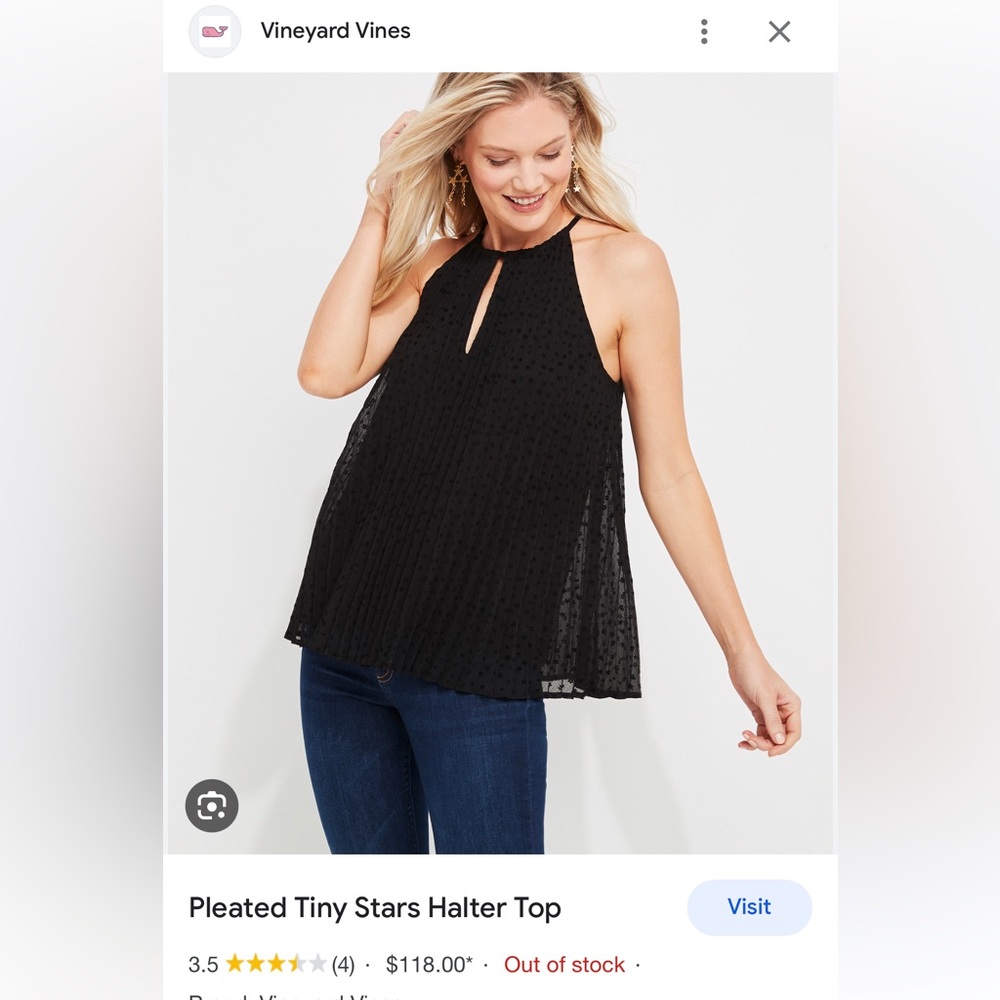 Vineyard vine pleated black top